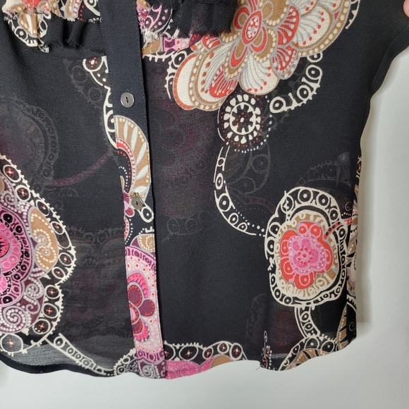 Trina Turk Black and Pink Button Down Shirt - Picture 5 of 7
